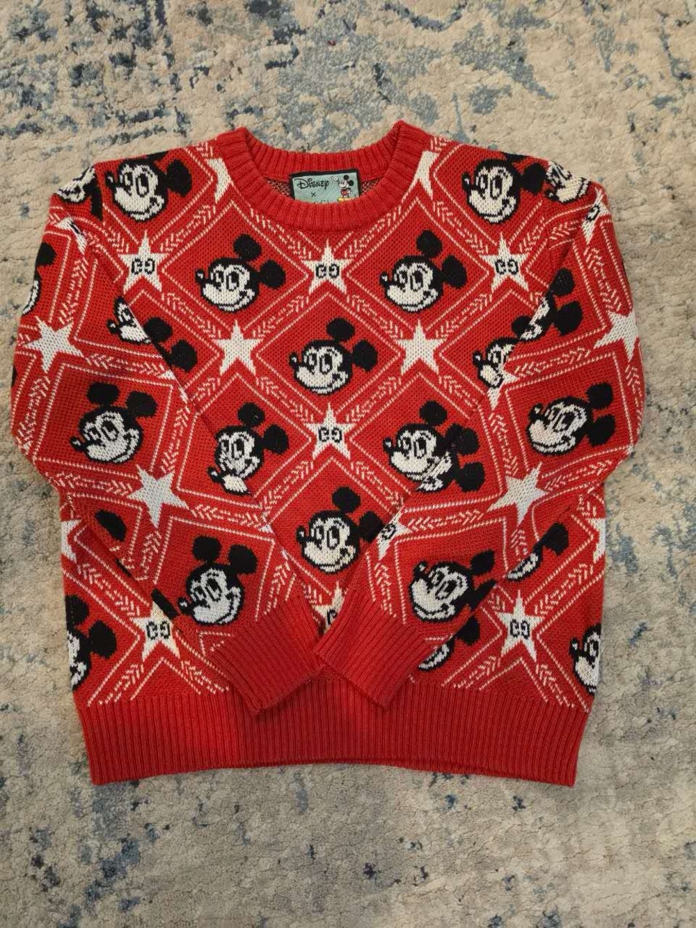 Gucci Red Mickey Mouse Patterned Crewneck Sweater